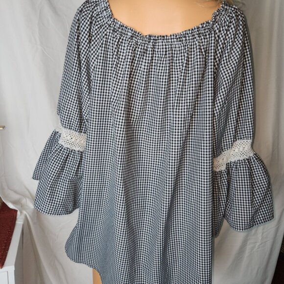 Women's 3X Boho, Hippie, Lacy, Large Bell Sleeves, Embordered Top cotton - Picture 2 of 16